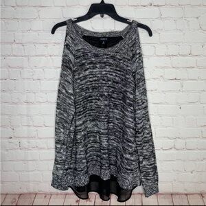 Torrid Womens Black Marled Cold Shoulder Pullover Sweater Top Plus Size 0 0X